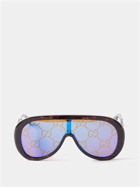 Mask sunglasses in acetate with mirror lenses 